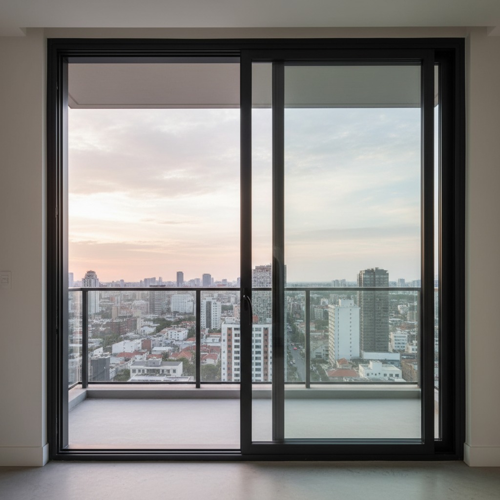 porta balcão integrada linha suprema preta de 2 folhas